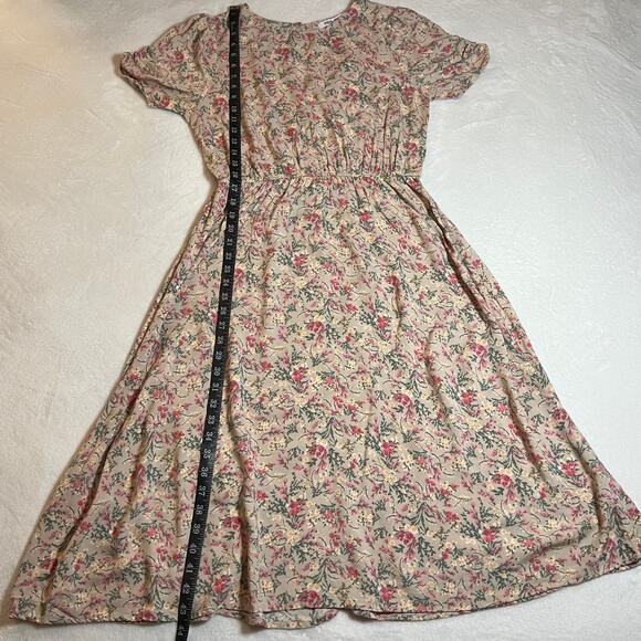 Mimi Chica Crewneck Floral Print Midi Length Size L Cottagecore Boho Colorful - Picture 11 of 11